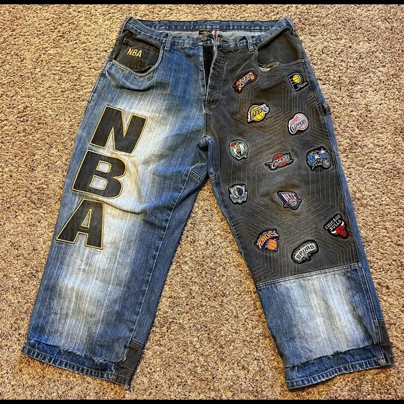 専用✅W38 90s UNK NBA team big Wappen denim NBA UNK Denim Jacket 4X-Large Lakers Warriors Spurs Bulls